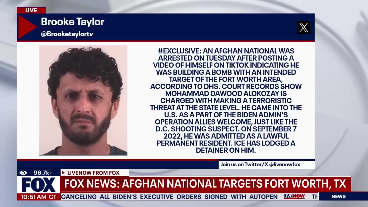 Afghan national makes terroristic threat