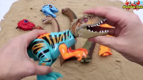 Orange Dino Claws at an Ancient Human on Hill