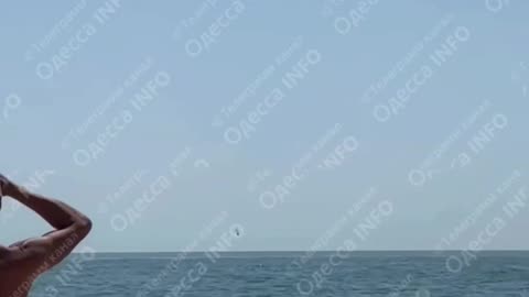 Shahed Attack Drone Shot Down Off Coast of Odessa in Front of Beachgoers