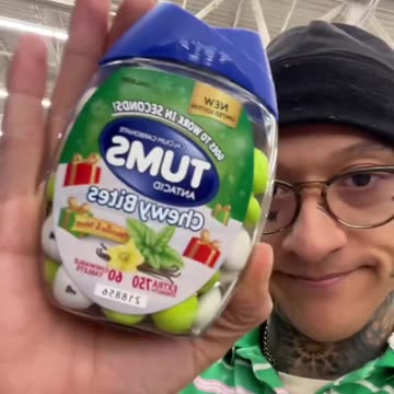 American picked up Christmas edition Tums for a stomach ache