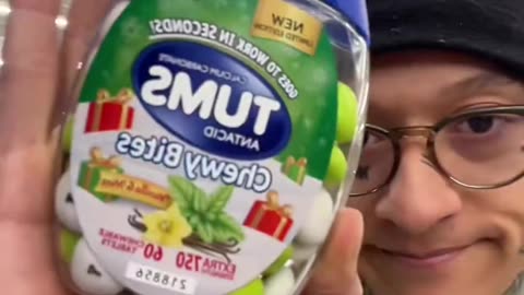 American picked up Christmas edition Tums for a stomach ache