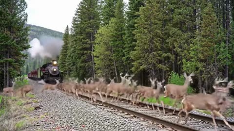 Deer Sprint Across Tracks as Train Approaches – A Moment of Wildlife Grace