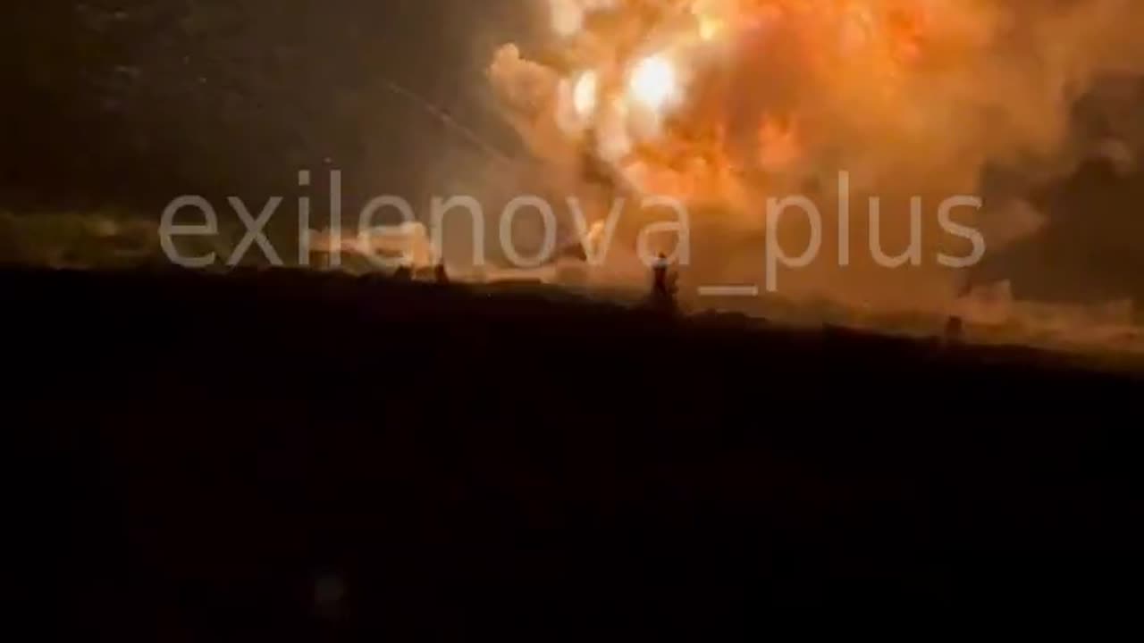 Epic Detonation and Shockwave of Russian Ammunition Depot in Occupied Donetsk