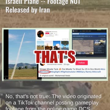 Fact Check: Video Game Footage Does NOT Show Actual Downing Of Israeli Plane -- Footage NOT by Iran