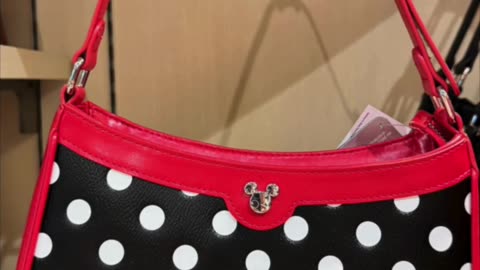 Disney Parks Minnie Mouse Black with White Dots Cross Body Purse with Red Borders and Strap #shorts