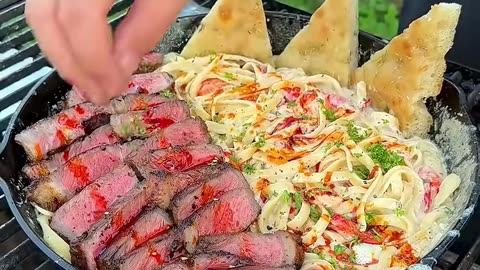 Time for pasta and steak combined, it absolutely delicious and great idea