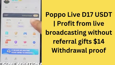 Poppo Live D17 USDT | Profit from live broadcasting without referral gifts $14 Withdrawal proof