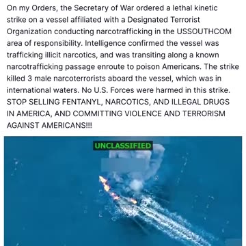 BREAKING ⚡ POTUS releases video & statement: Bombed Drug Boat
