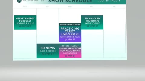 Weekly schedule Maison Jupiter with Julie & Sophie