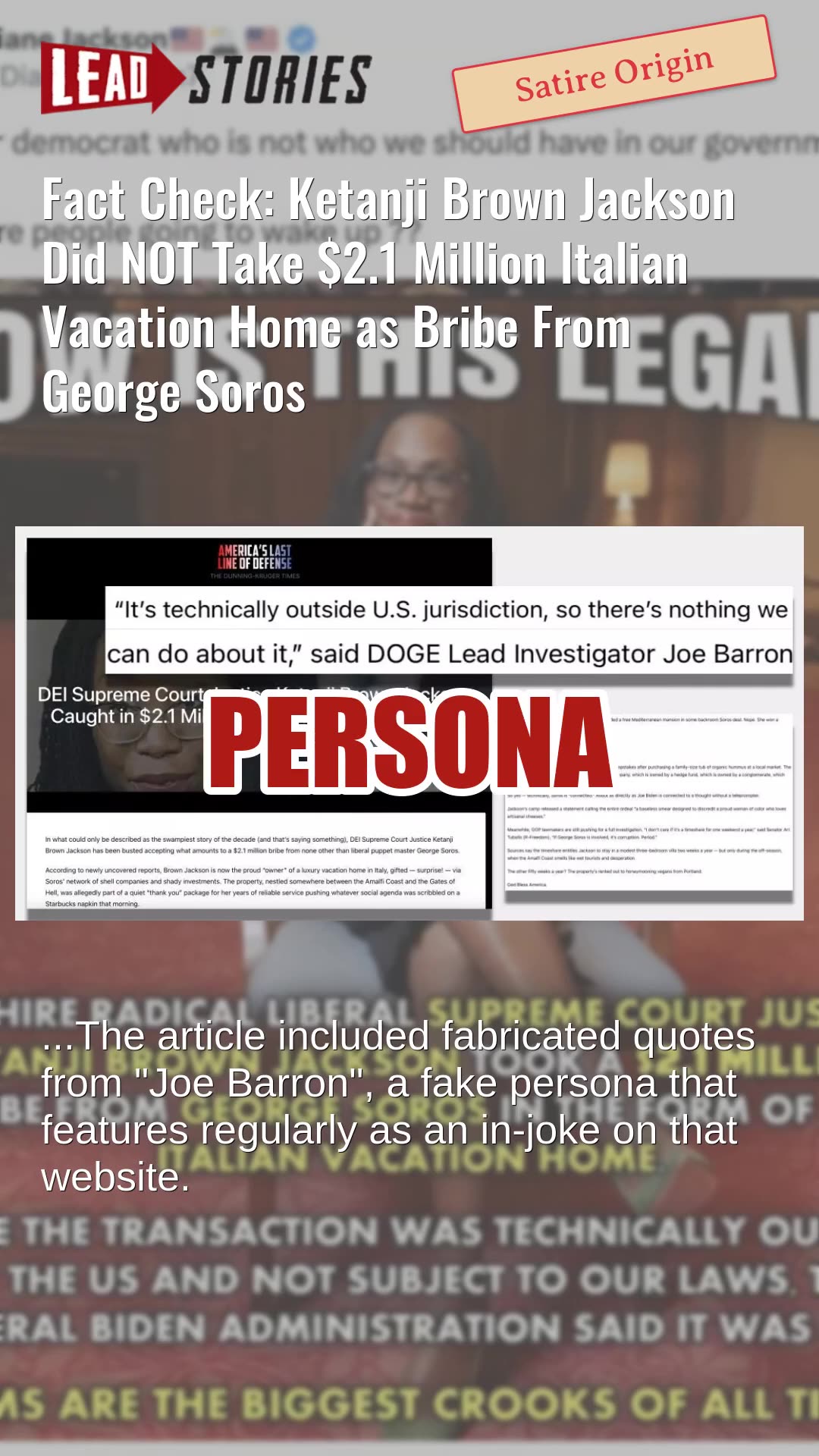 Fact Check: Ketanji Brown Jackson Did NOT Take $2.1 Million Vacation Home as Bribe From George Soros