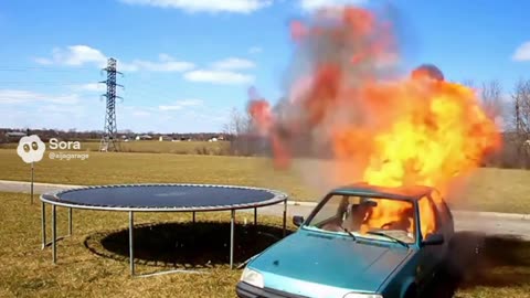 big man jumping trampoline