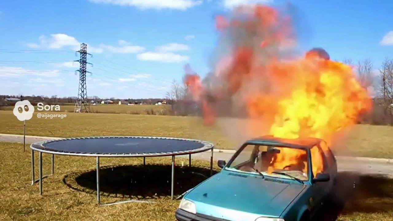 big man jumping trampoline