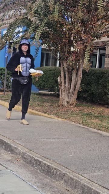 Gorilla suit prank on kids.