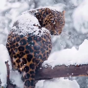 Rare Footage: Leopard's Majestic Winter Hunt #shortsfeed #shorts