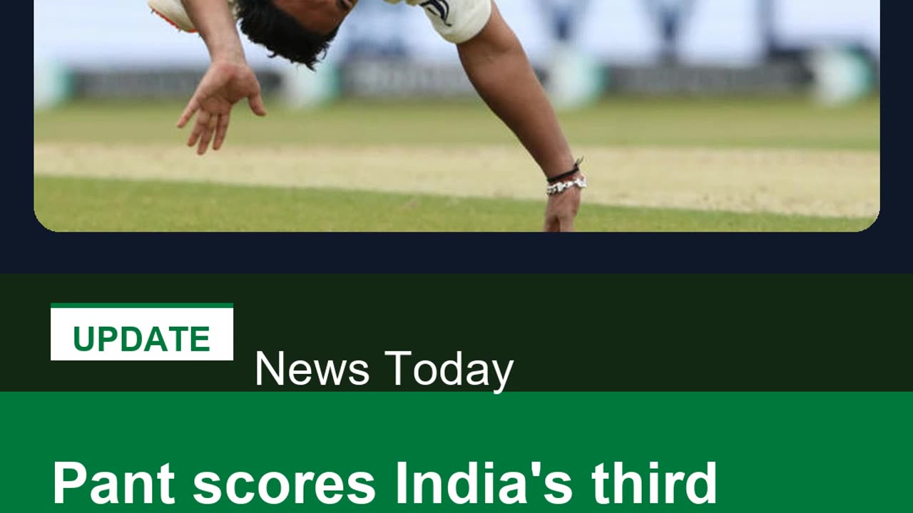 Pant scores India's third hundred in 1st Test before England hit back