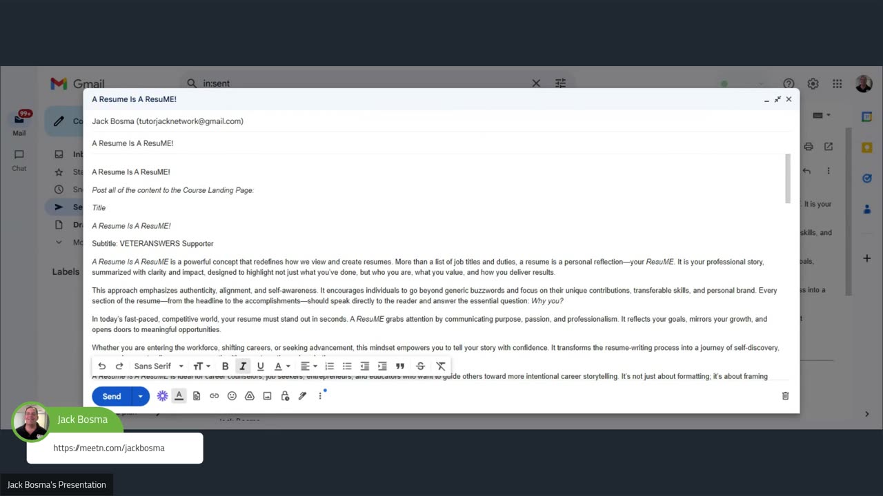 A Resume Is A ResuME! Course Content