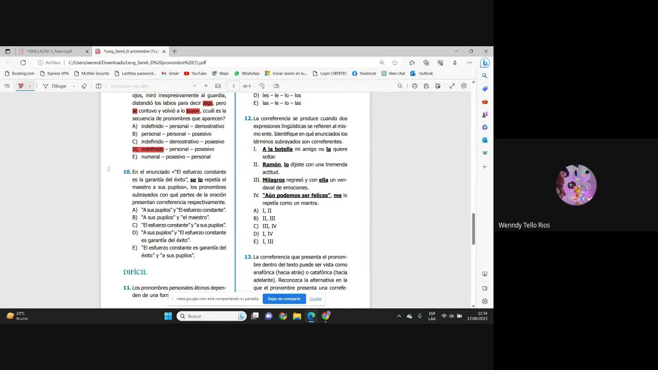 PAMER SEMESTRAL 2023 | Semana 06 | Lenguaje: El Pronombre