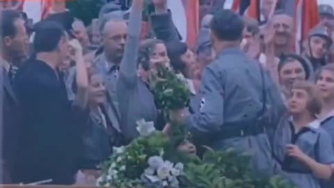 Here's Hitler getting flowers because he was so awesome...