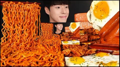 Turkey noodles, sausage, luncheon meat, eggs