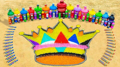 How to make Rainbow King Crown with Orbeez, 7up, Monster, Fanta, Coca Cola vs Mentos & Popular Sodas