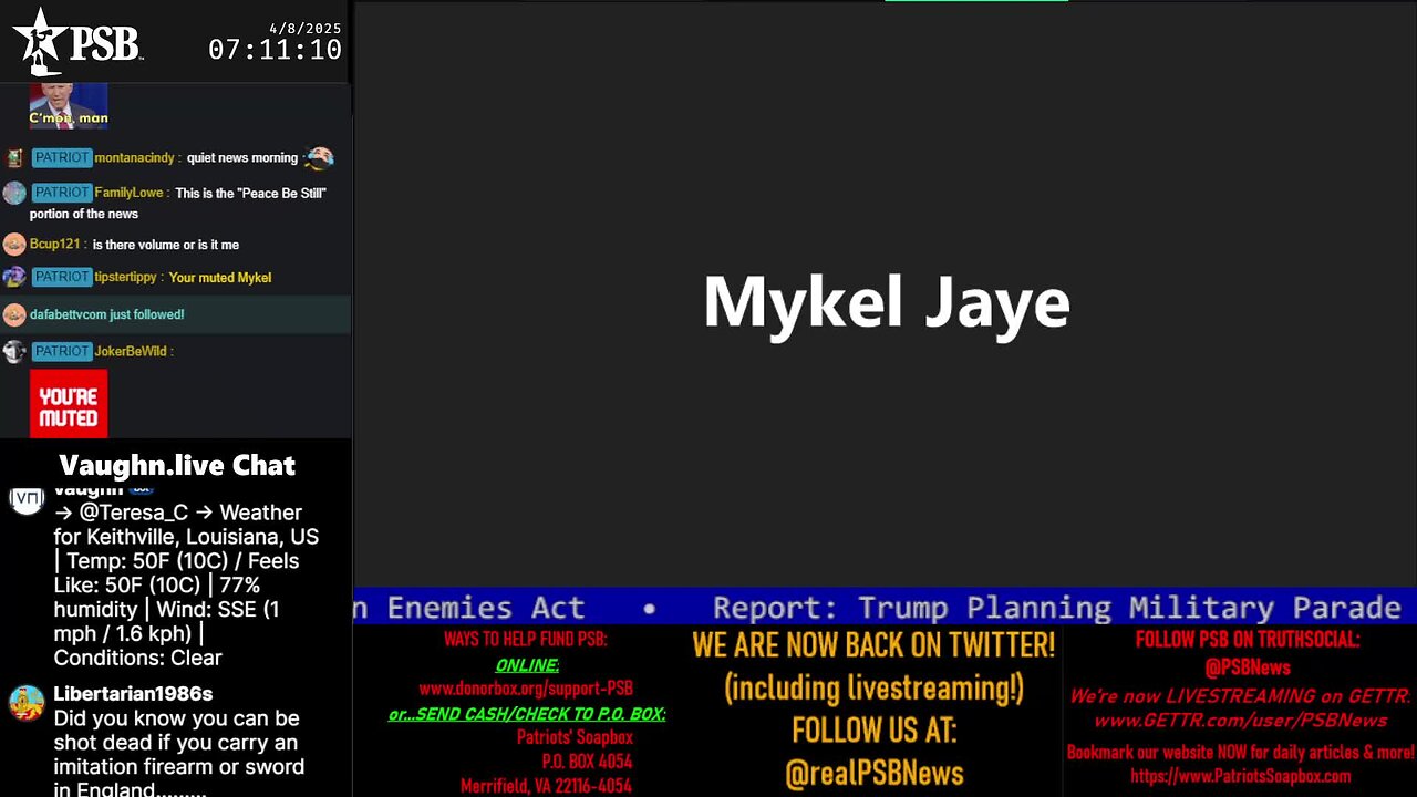 2025-04-08 07:06 EDT - Patriots Soapbox AM: with MykelJaye
