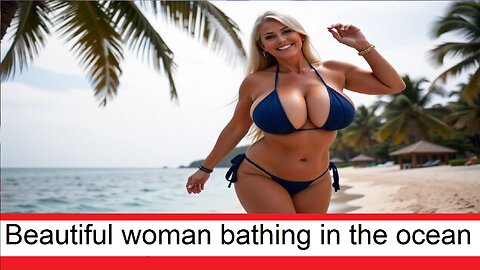 Beautiful woman bathing in the ocean