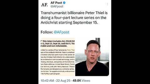 This wouldn't be the first time thiel talks about the antichrist.
