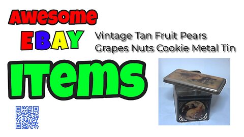 Charming Vintage Fruit Cookie Tin – Tan Metal Canister w/ Pears, Grapes #ebay #finds #BuyItNow