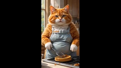 3D Cartoon Cat Cooks & Eats Pancakes 🍽️ | Funny Animated Breakfast Scene