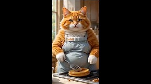 3D Cartoon Cat Cooks & Eats Pancakes 🍽️ | Funny Animated Breakfast Scene
