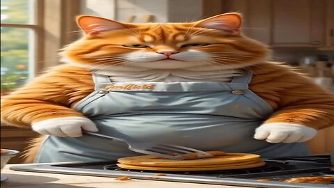 3D Cartoon Cat Cooks & Eats Pancakes 🍽️ | Funny Animated Breakfast Scene