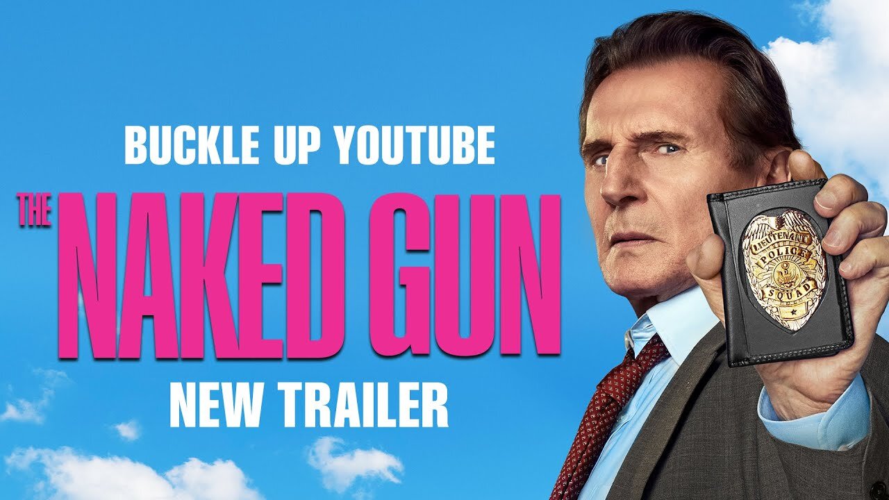 Liam Neeson and Pamela Anderson in the official trailer for the 2025 film The Naked Gun