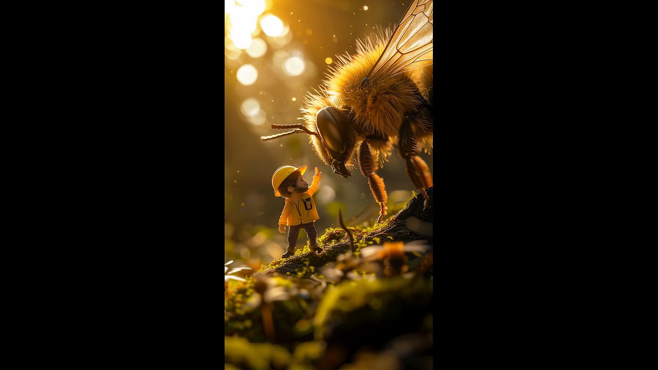 Bee and tiny Miniature man