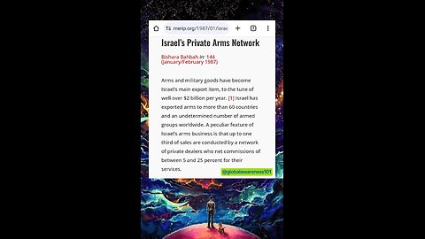Israel's private arms network article from 1987. Israel sells arms to Iran.
