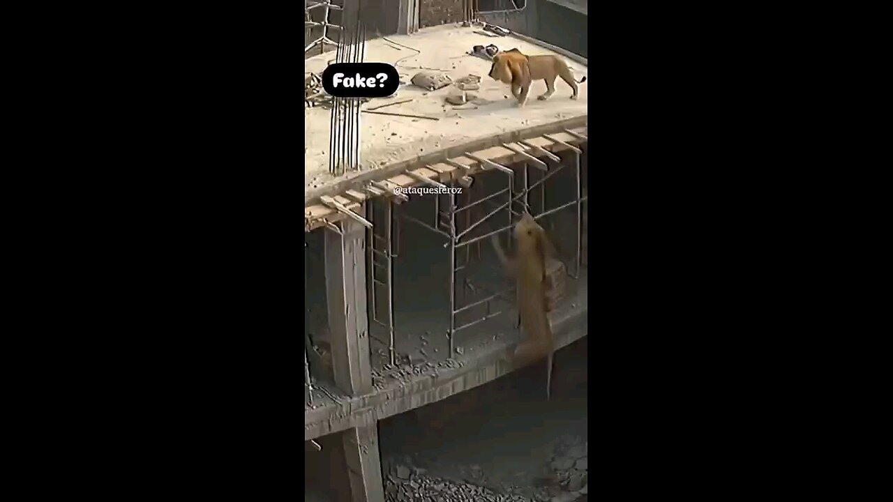 Lion moving around the man
