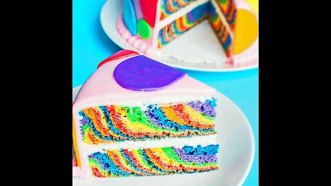 Rainbow Swirl Cake (One Pan Method) with fondant polka dots!