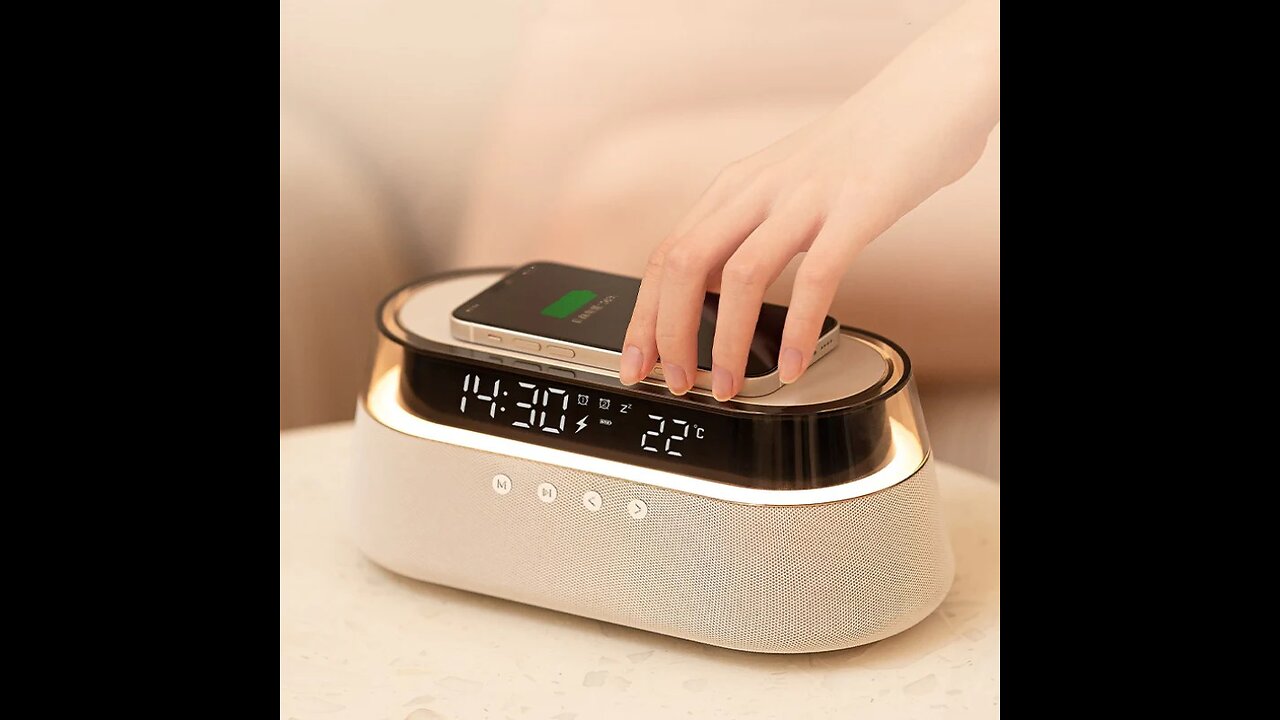 Night Light Wireless Charging Alarm Clock Retro Bluetooth Speaker