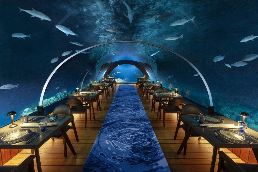 Underwater restaurant at a 5-star resort in the Maldives