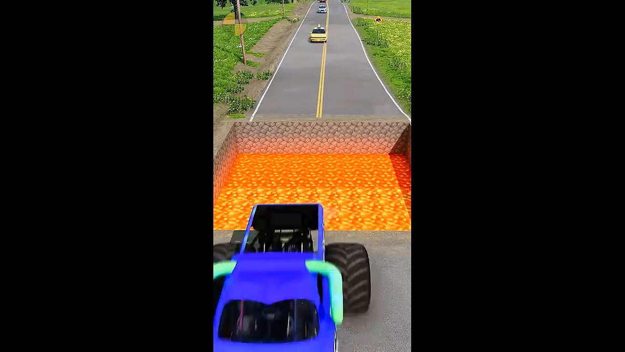 A car Jumping on Lava.