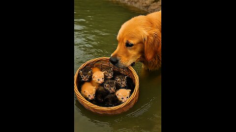 DOG Finds a Basket Full of KITTIES!