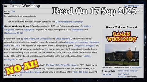 Games Workshop (No AI) - 17 September 2025
