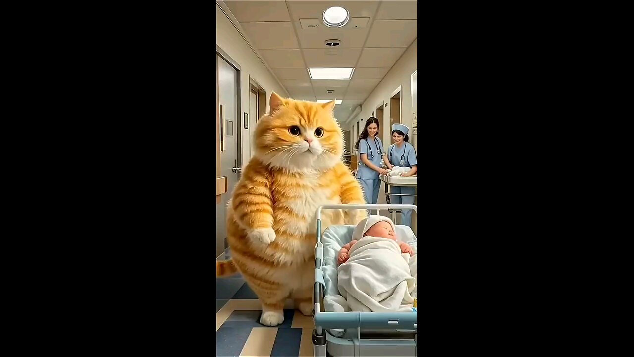 Cat hunt baby in a hospital and to adventure #shorts