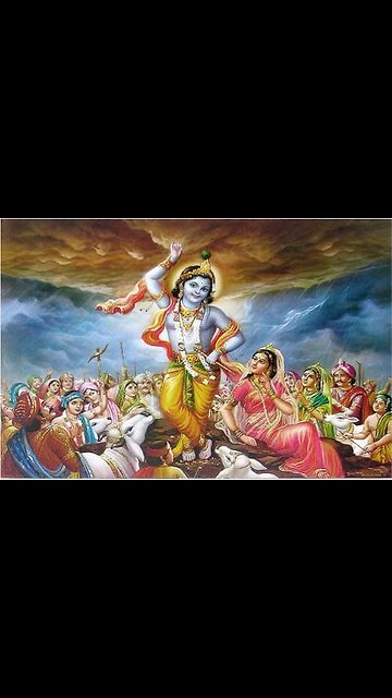 ⚡ Krishna Lifts Mountain 🌄 Divine Miracle in Gokul 🌧️
