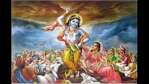 ⚡ Krishna Lifts Mountain 🌄 Divine Miracle in Gokul 🌧️