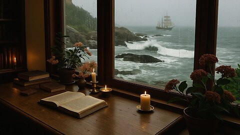 Night Rain by the Ocean 🌌 Gentle Sea Waves & Rain Sounds for Relaxation and Restful Sleep