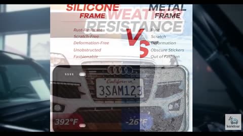 Aujen Silicone License Plate Frames,2 Pack Black Side-Opening License Bracket Ho
