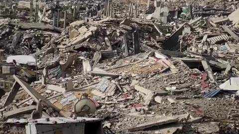 Scenes of massive destruction in the al-Zarqa area of Gaza following the Israeli genocidal war