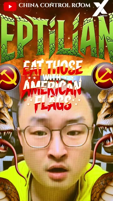 REPTILIAN CHINA MAN HAS A PLAN TO EAT EVERYONE WITH AN AMERICAN FLAG IN THEIR FRONT YARD.