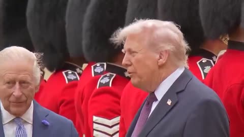 President Trump walks ahead of King Charles, breaking royal protocol