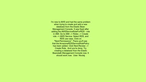 Can&#39;t add RDS database to Elastic Beanstalk environment
